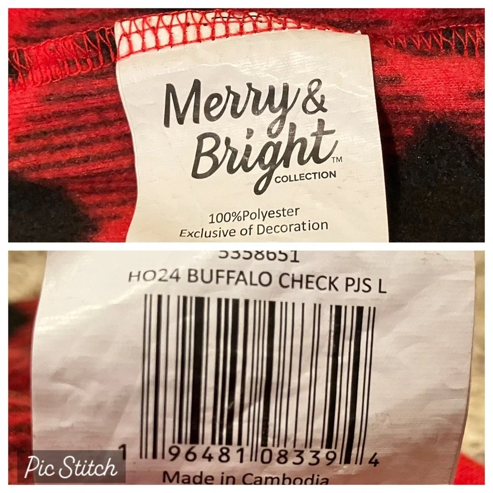 Merry &‎ Bright holiday flapjack style dog pajamas red black buffalo check Sz L